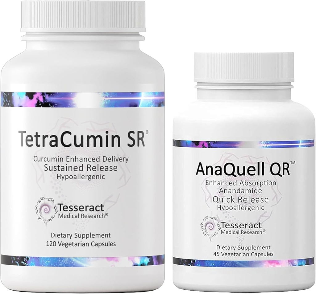 Tesseract Medical Research TetraCumin SR Joint Support Supplement & AnaQuell QR, Stress Relief & Mood Support Supplement