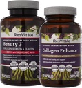 ResVitale Beauty 3 - Suplemento de cuidado de piel con Collagen, Keratin & Elastin - 90 cápsulas &amp; Collagen Enhance - Suplemento de belleza con ácido hialurónico " Resveratrol - 60 cápsulas