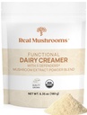Reales Mushrooms Crema leche funcional con extractos de hongos – Endulzado con polvo de lucuma orgánica – Crema orgánica funcional – 90 Servings, Té, Smoothie &amp; Coffee Creamer Polvo