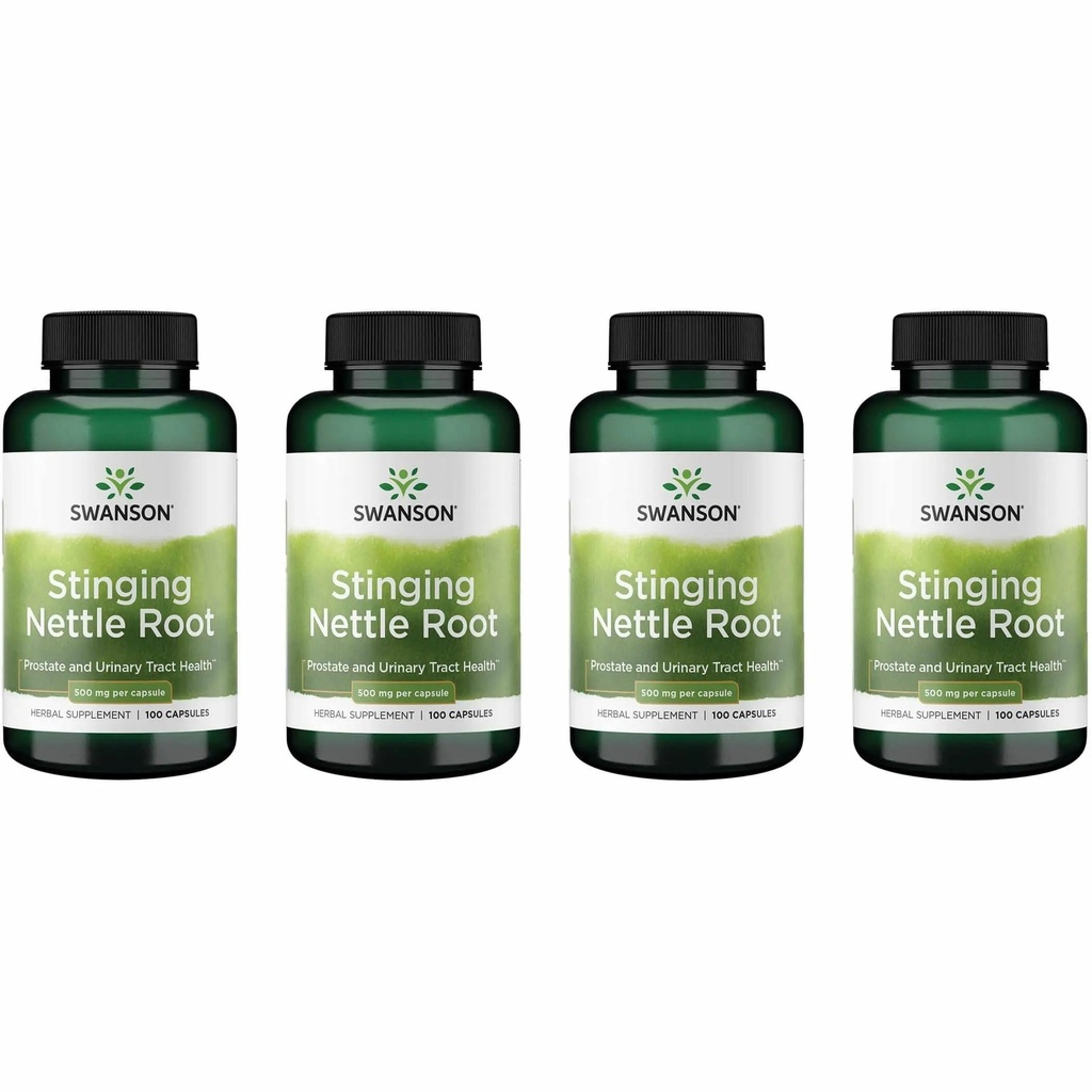 Swanson Stinging Nettle Root (Urtica Dioica) - Herbal Supplement - (100 Capsules, 500mg) (4 Pack)
