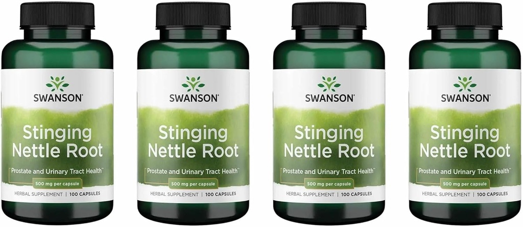 Swanson Stinginging Nettle Root (Urtica Dioica) - Herbal Supplement - (100 cápsulas, 500 mg) (4 Pack)