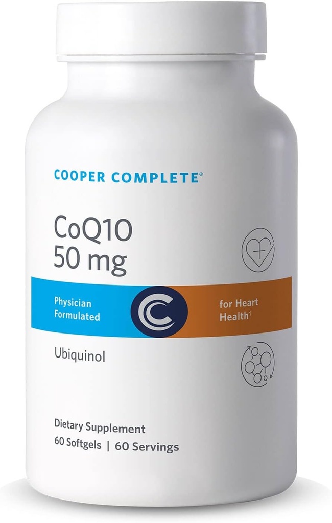 Cooper Complete - CoQ10 50 mg - CoEnzyme10 Ubiquinol Suplemento - 60 Softgels por botella. Paquete de 2