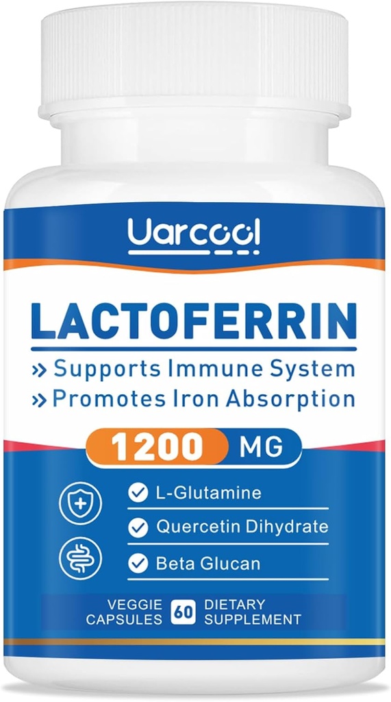 Suplemento de lactoferrina 1200mg para el soporte de inmunológico saludable, libre de gluten, vegetariano - 60 Softgels