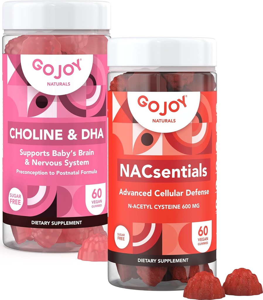 NAC 600mg + Choline &amp; DHA Gummies Bundle - Soporte nutricional para el bienestar diario