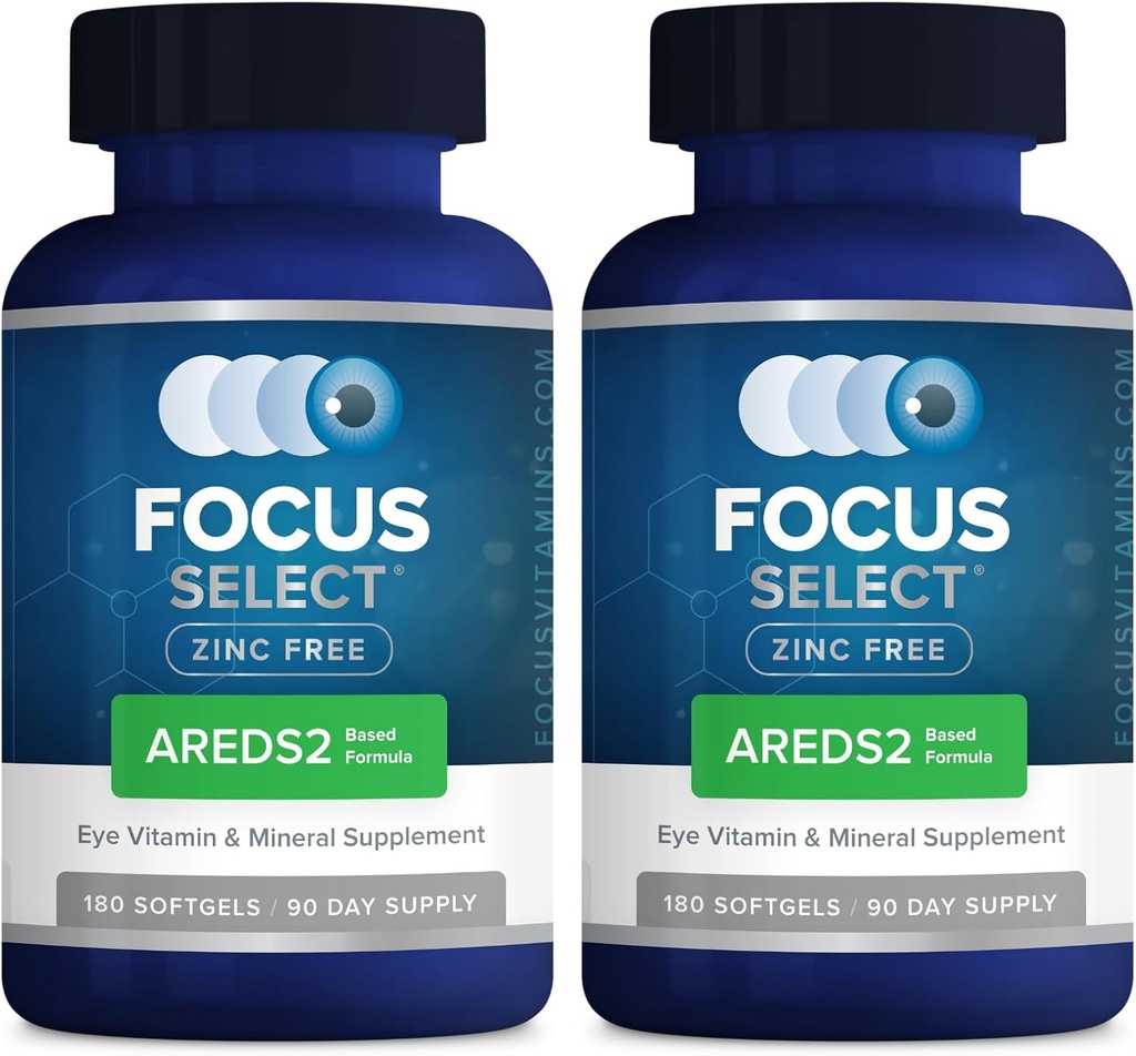 Focus Seleccionar Zinc Free Fórmula  180 Softgel Capsules 2 Pack WordPress AREDS2 Based Fórmula tóxica Ojo Vitamina &amp; Suplemento Silencioso Soporte para la Generación Macular