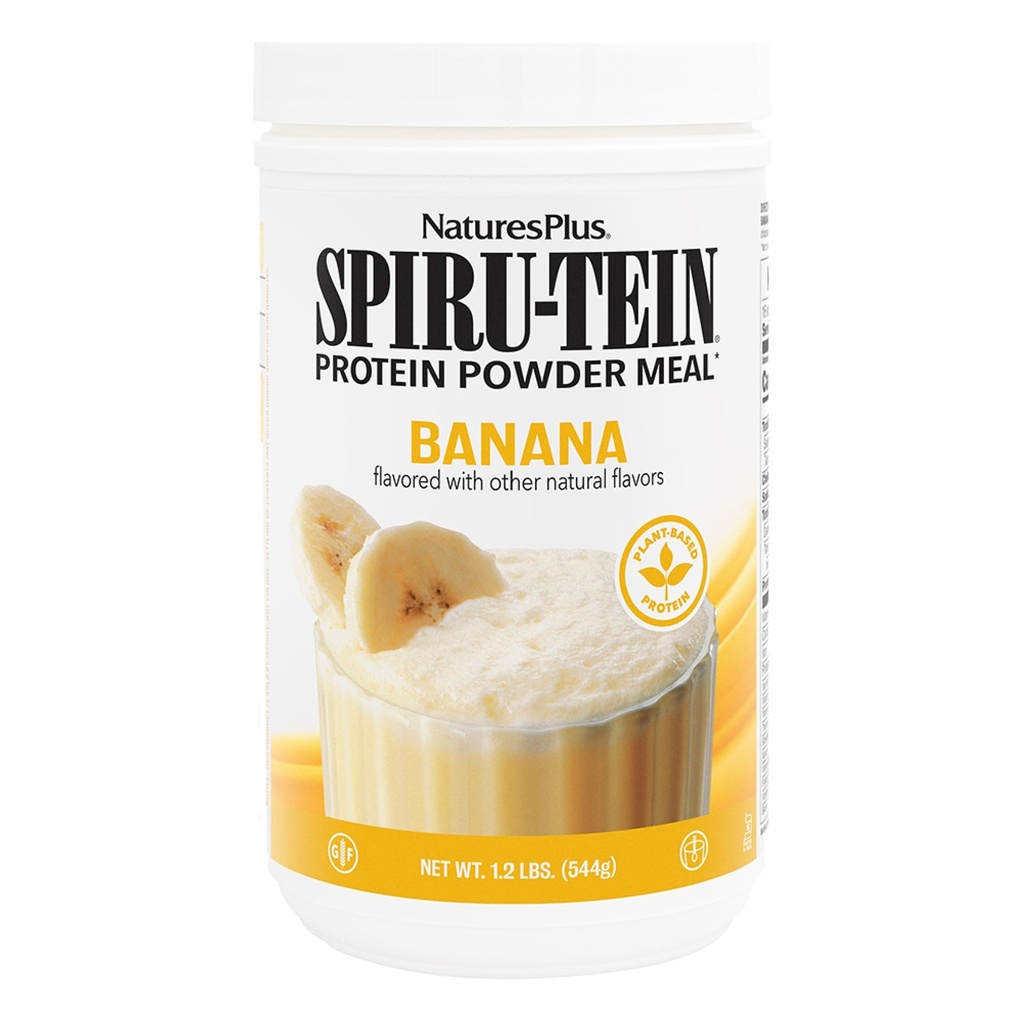 NaturesPlus SPIRU-TEIN, Banana - 1.2 lbs - Plant-Based Protein Shake - Non-GMO, Vegetarian, Gluten Free - 16 Servings