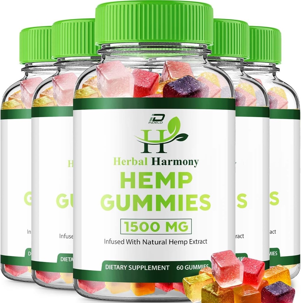 Herbal Harmony Gummies para Hombres y Mujeres - Herbal Harmony Gummy, Herbal Harmony Infused with Hemp Extract, Herbal Harmony Natural Hemp Reviews Suplemento (5 Pack - 300 Gummies)
