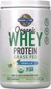 Garden of Life Grass Fed Whey Protein Powder Vanilla - 21g Protein for Women &amp; Men + Probiotics - 12 Servings - Gluten Free, Non GMO, Kosher, Humane, RBST & rBGH Hormone Free