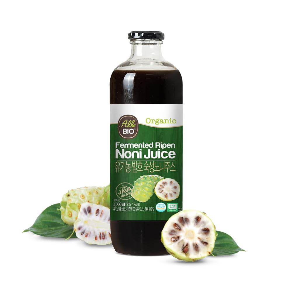 Java Organic NONI Juice Extract - 33.8 fl oz (1L) Bottle - 100% Pure Resveratrol & Fermented Noni by ALLBIO