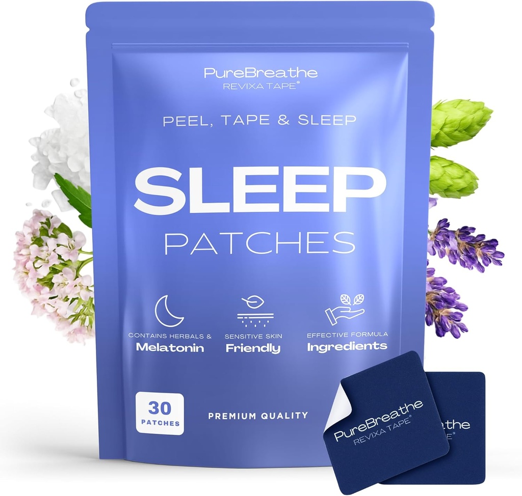 Patches de sueño Premium para adultos - 30 Pack ← Patches de melatonina de fuerza extra con L-Theanine & Ashwagandha - Patch de sueño para noches relajantes, Skin-Friendly & Comfortable - Acción rápida, larga duración