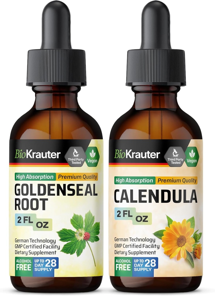 BIO KRAUTER Goldenseal Tincture 2 Fl. Oz. & Calendula Tincture 2 Fl. Oz.