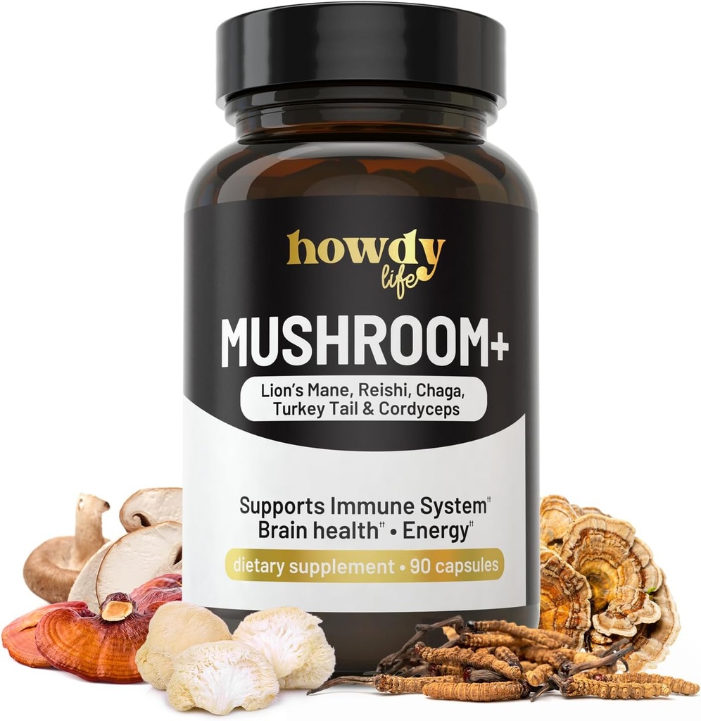 Lions Mane suplemento cápsulas - Mushroom suplemento de Booster de cerebro con Reishi, Chaga, Cordyceps y Turquía Mushroom Polvo - Suplemento Nootrópico y Energía para Memoria y Focus