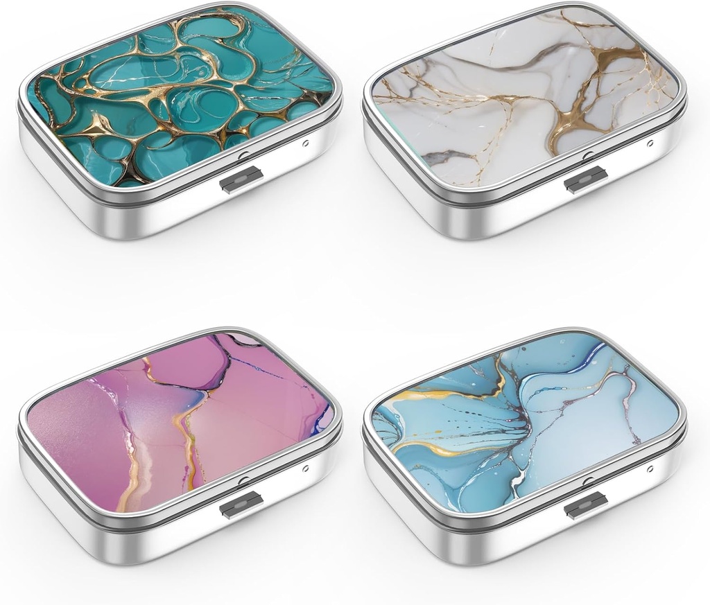 Caja de Píldora 2 Funda de Píldora de Medicina Compartida,Portable para Caja de Píldora de Píldoras o Píldoras Decorativas Metal Medicina De Vitamina Organizador Regalo Único(4PCS)
