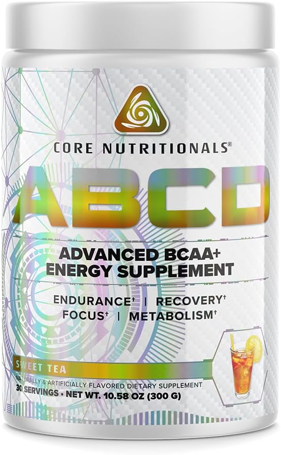 Nutriciones básicas Platinum ABCD Suplemento energético avanzado BCAA, mejora la resistencia, la recuperación y el enfoque 30 servicios (Té dulce)