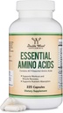 Aminoácidos esenciales - 1 Gram Por Serving Powder Blend of All 9 Essential Aminos (EAA) y Todos los Aminos de Cadena Sustituida (BCAAs) (Leucine, Isoleucine, Valine) 225 cápsulas, Gluten Gratis por Madera Doble