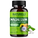NATURELO Magnesium Glycinate Chelate Complex - 200 mg Magnesium with Organic Vegetables to Support Sleep, Calm, Muscle Cramp & Stress Relief - Gluten Free, Non GMO - 120 Capsules