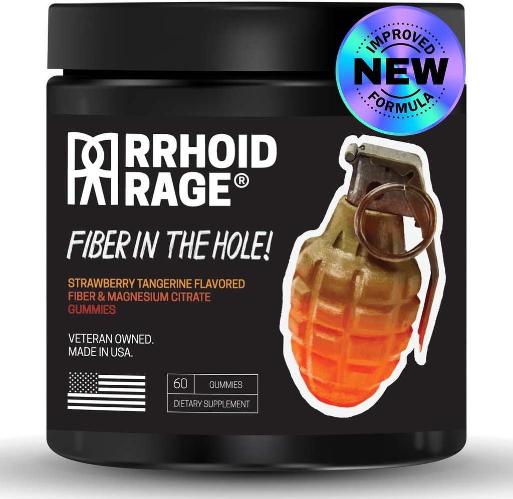 Fiber y Magnesium Gummies, Made in USA, Supports Digestive Health, Relieves Constipation, Helps Prevent Hemorrhoids, Has Both Soluble and Insoluble Fiber, 60 ct (1)