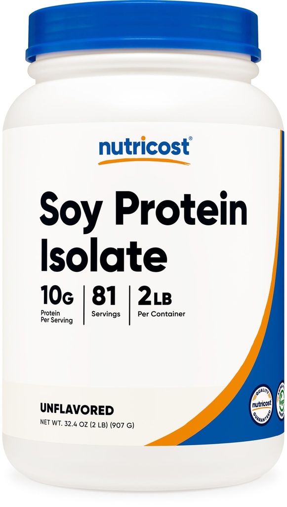 Nutricost Soy Protein Isolate Powder, 2 LB Unflavored - 10 Gramos de Protein Por Serving, Vegan, GMO-Free &amp; Gluten Free