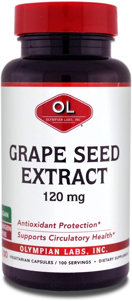 Olympian Labs Grape Seed Extract Capsules - 120 mg - 100 Daily Capsules Supporting Heart Health and Antioxidant Protection