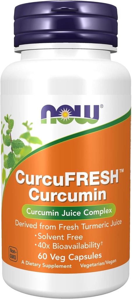 AHORA Suplementos de alimentos, CurcuFRESHTM Curcumin, derivado de Jugo Turmérico fresco, Complejo de Jugo de Curcumin, 60 cápsulas de Veg