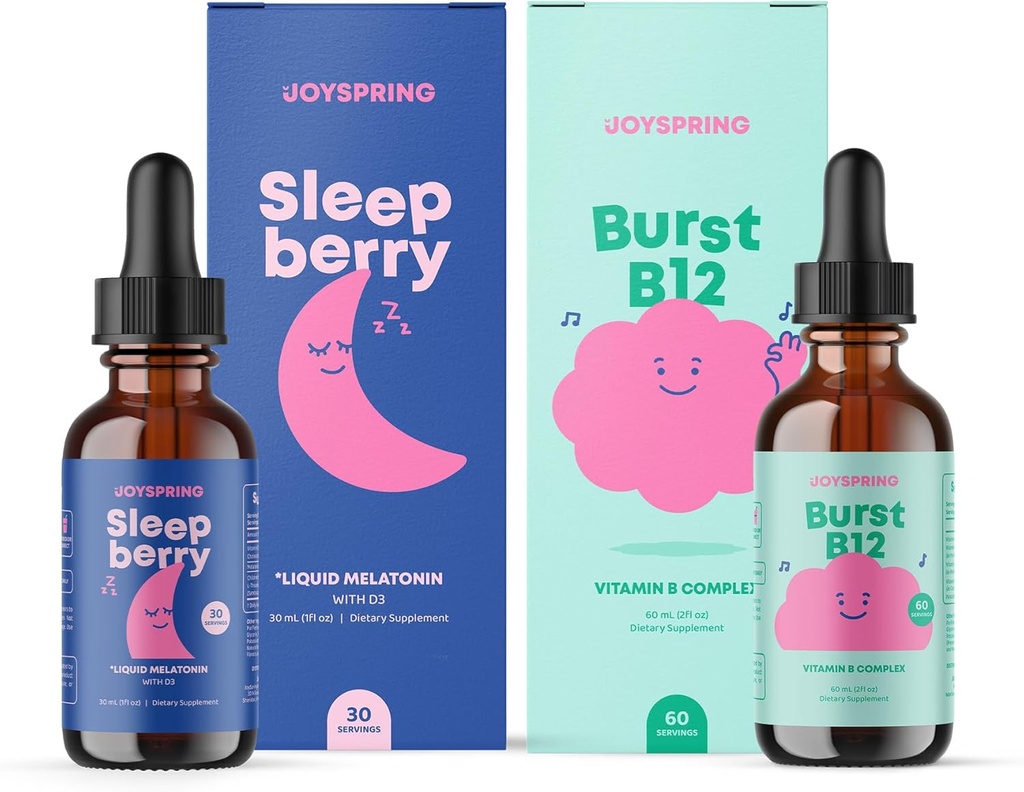 JoySpring Bundle - SleepBerry y vitamina B Complejo líquido para niños