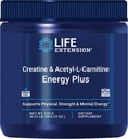 Ampliación de vida Creatine Acetyl-L-Carnitine Energy Plus, Energy Support Supplement, creatine monohydrate, Acetyl-L-carnitine, Gluten-Free, Non-GMO, Vegetarian, 30 Servings