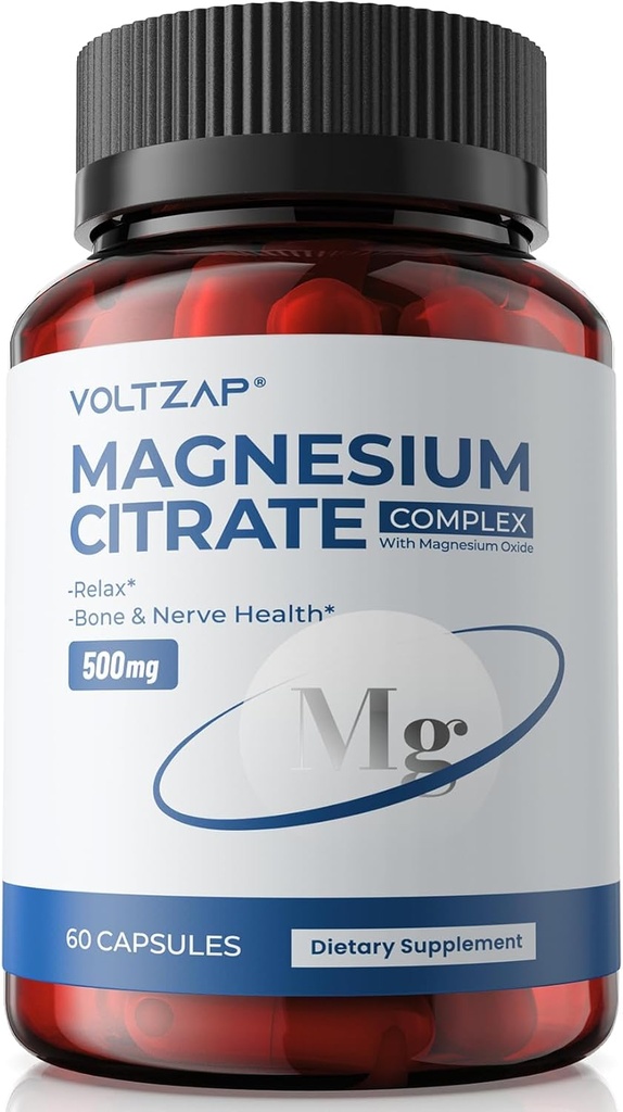Citrate de magnesio cápsulas 500mg Suplemento: para el estreñimiento &amp; Salud Apoyo al sueño Highly Absorbable Magnesium Element Suplemento Complejo para el Muscle &amp; Digestion Support - Non-GMO & Gluten Free