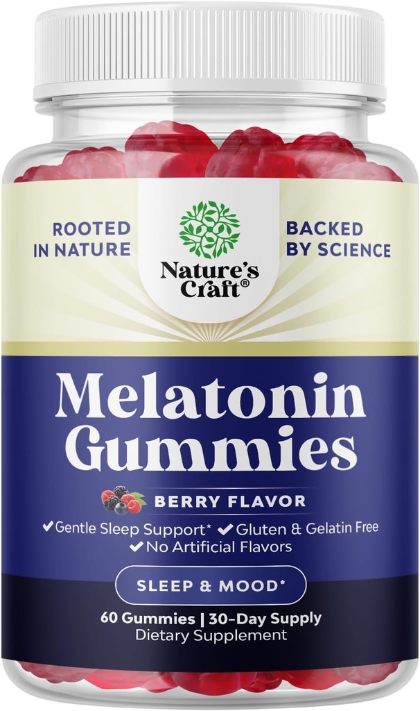 Melatonin 5mg Natural - Gelatin Free and Halal Melatonin Gummies 5mg Suplemento de sueño para adultos - Berry Sleep Gummies for Adults Fall Asleep Faster with Natural Flavors and Colors 60ct