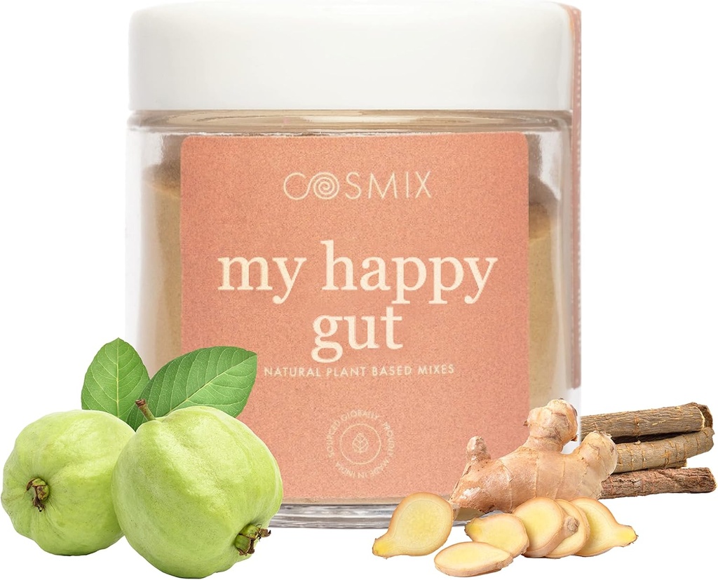 cosmix My Happy Gut, para una mejor digestión, Bloating & General Gut Health, Natural, Veget-Based Superfood Blend, Hace hasta 40 Servings, Añadido Sugar, Vegan 50 G (Pack of 1) Brown