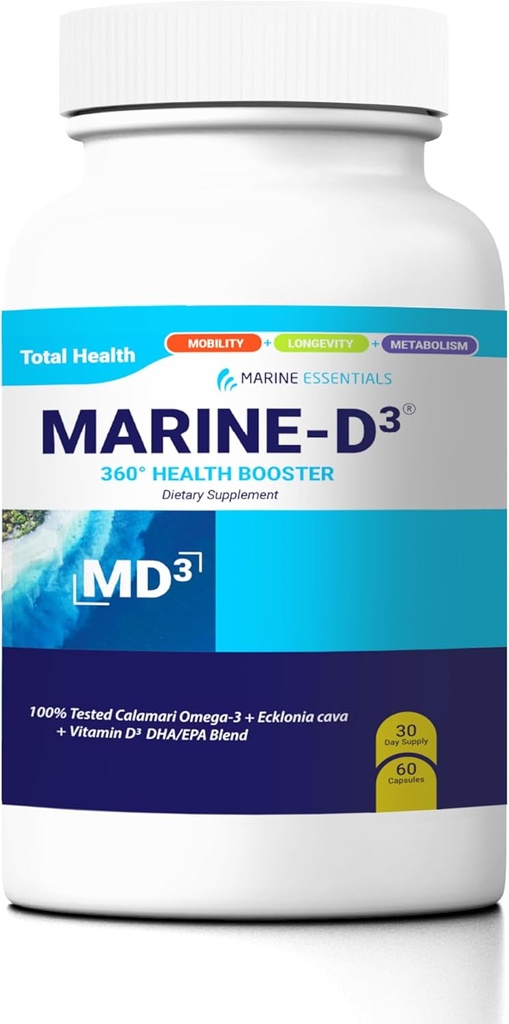Marine Essentials- Marine D3 Omega 3 Calamari Ecklonia Cava DHA (60 cápsulas)