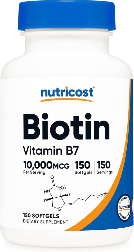 Nutricost Biotin (10,000mcg) 150 Softgels - Gluten Free, Non-GMO