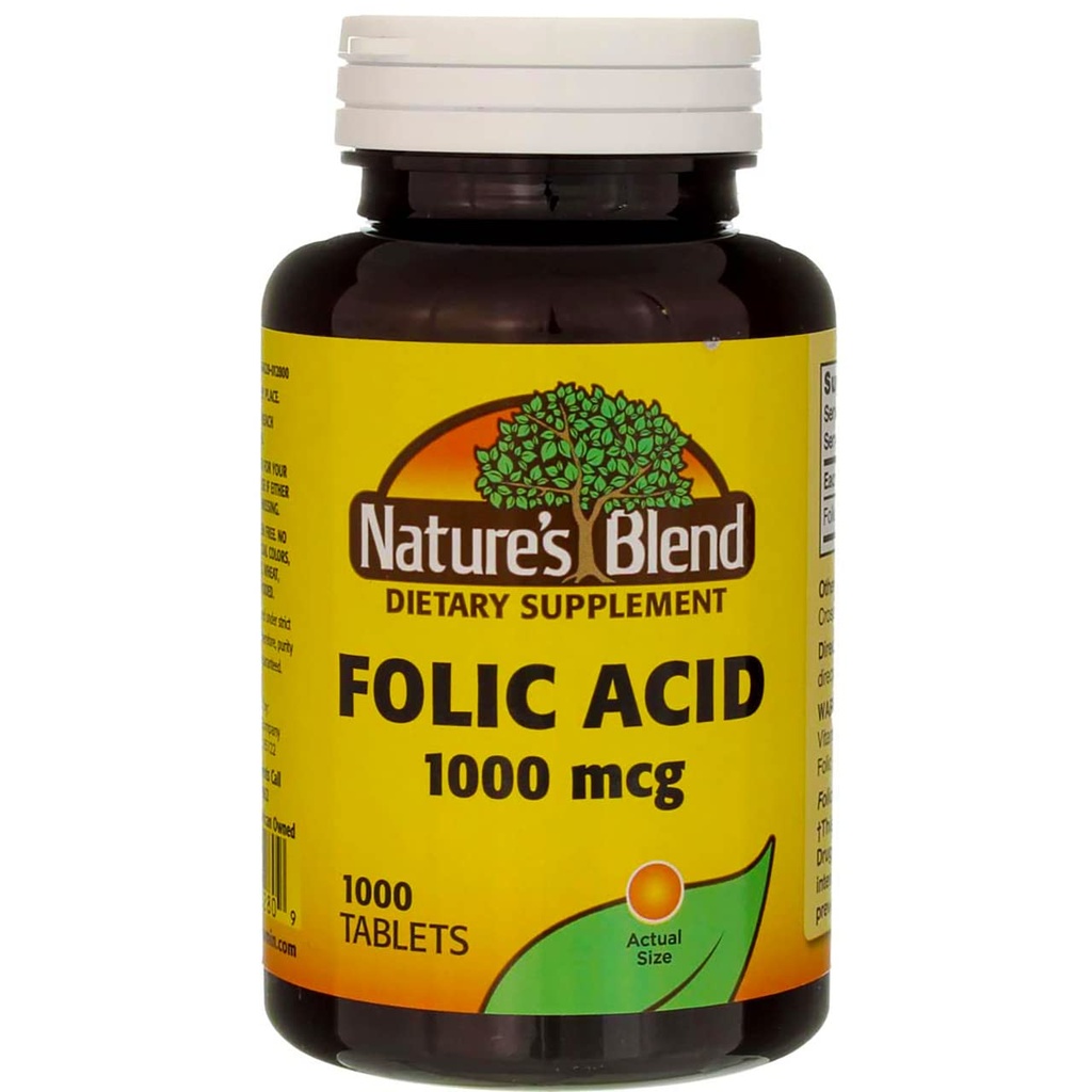 Blend Folic Acid 1000 mcg - 1000 Tablets Pack de 3