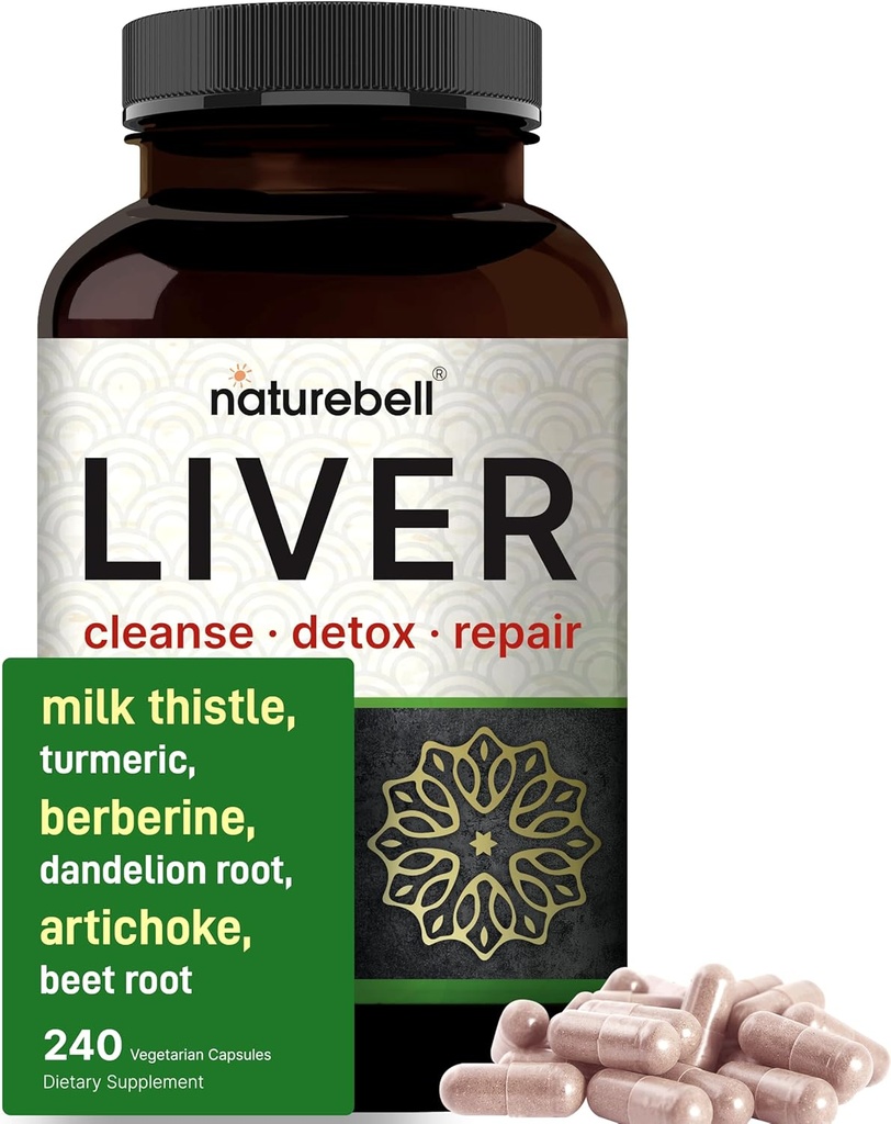Liver Advanced, 240 Veggie Capsules ¦ Milk Thistle with Turmeric, Dandelion Root, Artichoke, Black Currant Oil &amp; More in 15-in-1 Herbal Formula