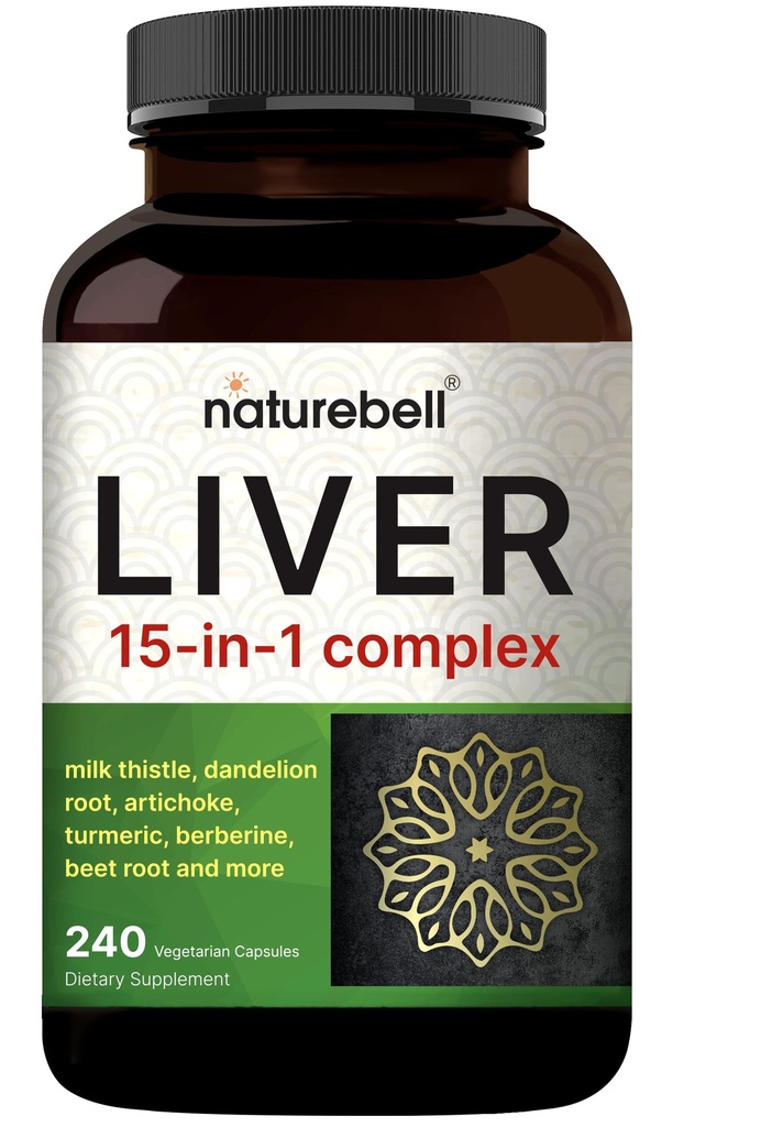 Liver Advanced, 240 Veggie Capsules ¦ Milk Thistle with Turmeric, Dandelion Root, Artichoke, Black Currant Oil &amp; More in 15-in-1 Herbal Formula