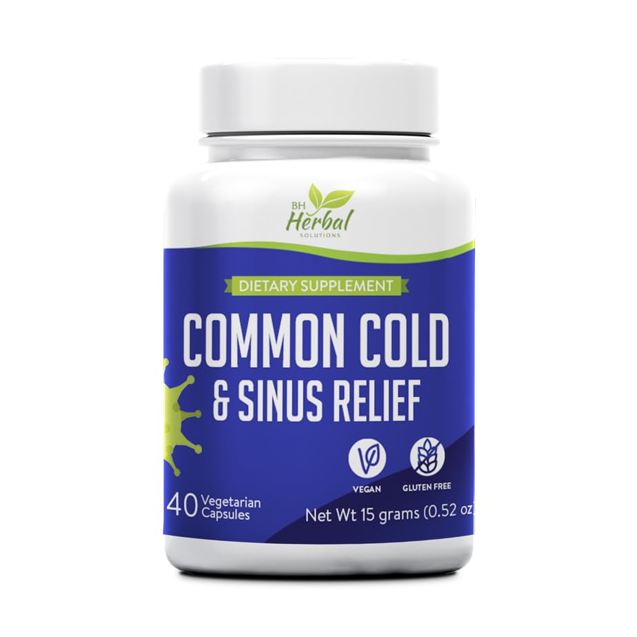 Suplemento común frío - Sinus Pressure and Congestion Relief - Alivio de Runny Nose, Sneezing, Sore Throat and Coughing - Fast Acting - 100% Natural and Herbal Supplement