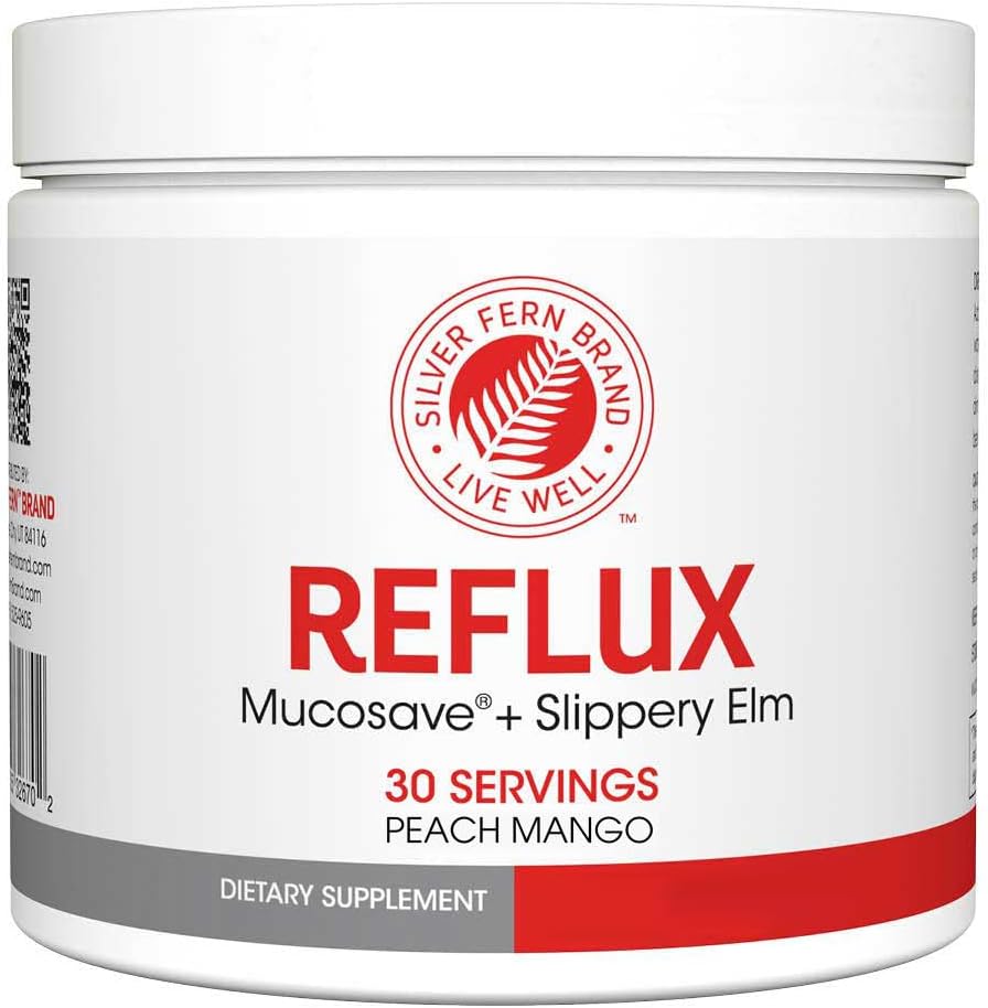 Suplemento Digestivo de Reflujo - Peach Mango Flavor - Cada Tub = 30 Scoops = 30 Servings - Apoyo Mucosal para Problemas Ácidos - con Mucosave FG y Slippery Elm Bark (1 Tub)