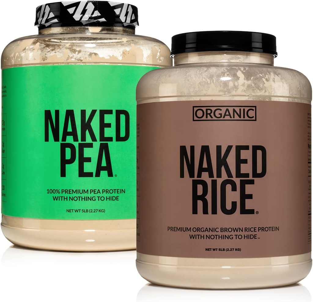 NAKED Vegan Protein Bundle: 5LB Unflavored Pea and 5LB Organic Rice