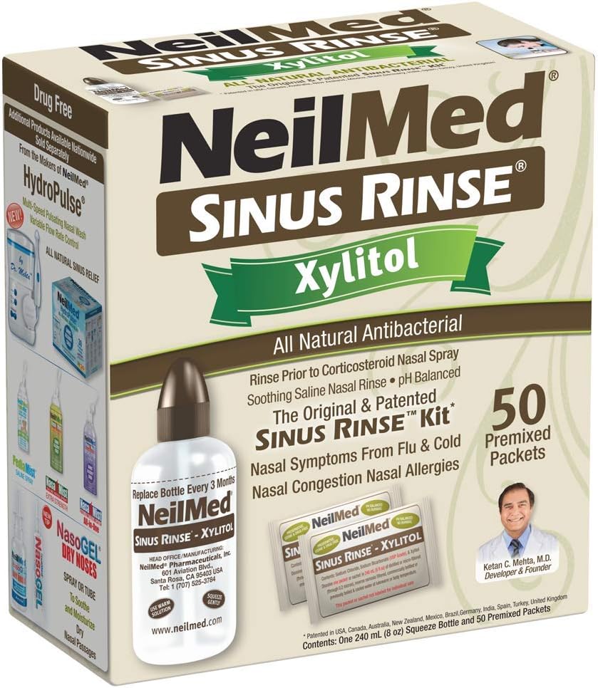 NeilMed Sinus Rinse Kit con Xylitol, 50 Conde (Pack of 1)