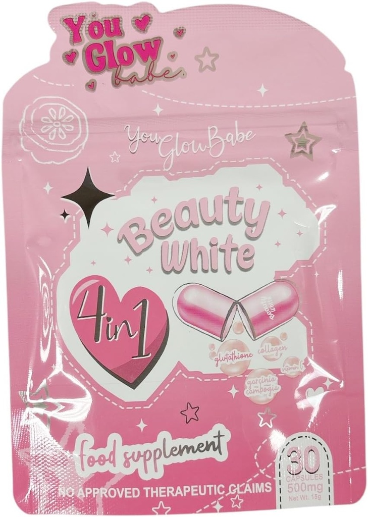 Genérico Usted Glow Babe Beauty White 4 en 1 Glutathione Capsules, 30 Conde