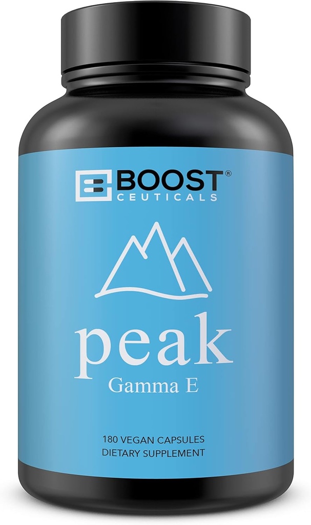 BoostCeuticals Vegan Vitamina e Gamma Tocopherol 180mg Gamma e Per Serving ← Antioxidante Inmunity Support ← Non GMO No Magnesium Stearate No Silica Gluten Free ← 180 Capsules