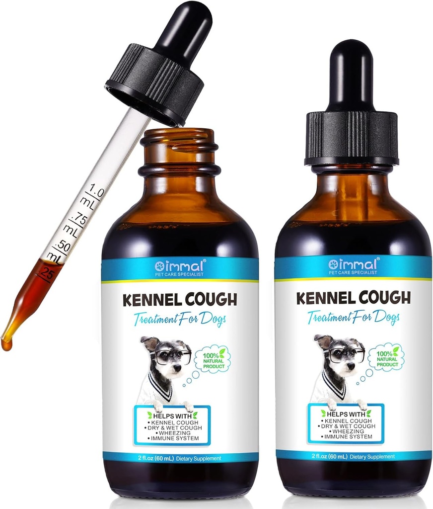 Tos de Kennel para el tratamiento de la tos de perros, suplemento de tos natural para perros, alivio de la congestión de perros suaves, alivio de alergia al perro líquido (2 Fl Oz (Pack de 2))