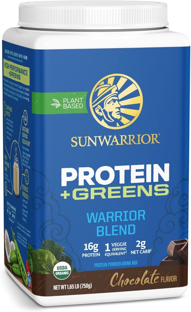 Organic Protein Greens Superfood Powder | Vegan Plant-Based Organic Protein Powder Chocolate Flavored with BCAA Amino Acids & Superfood Blend | Non-GMO Soy Dairy & Gluten Free (Chocolate, 30 Servings)