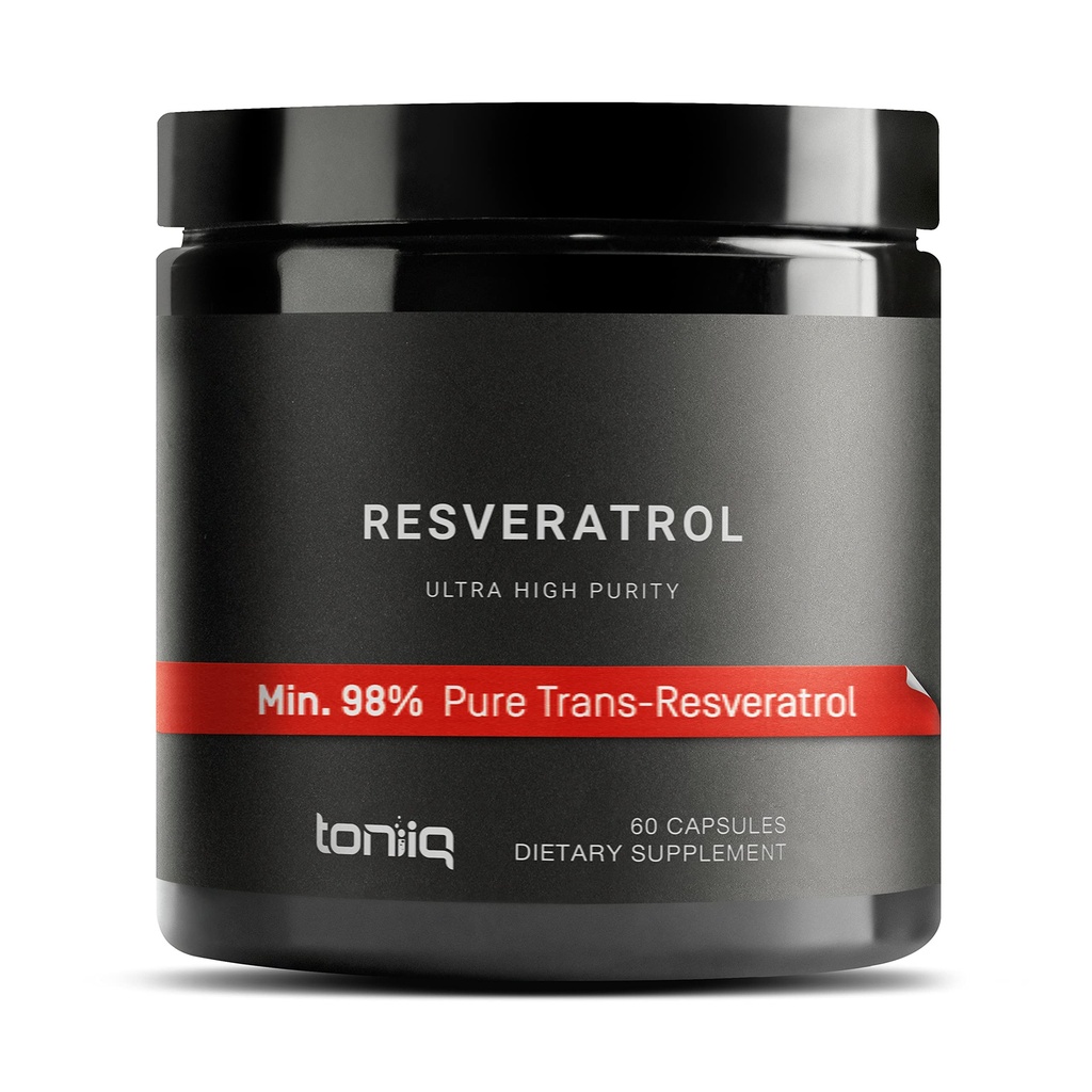 Toniiq Ultra High Purity Resveratrol Capsules - 98% Trans-Resveratrol - Highly Purified and Bioavailable - 60 Caps Reservatrol Suplemento
