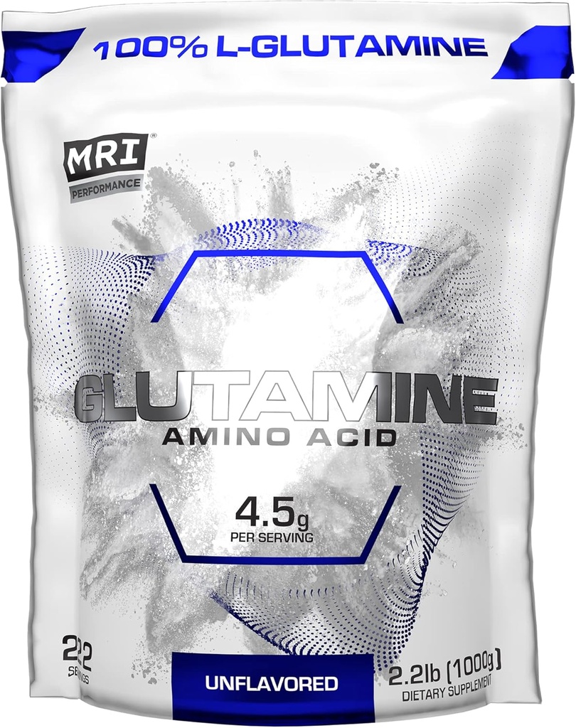 MRI Performance L-Glutamine Powder, Aminoácidos puros libres para la recuperación, Gut &amp; Muscle Support, Unflavored, Easy Mix, (222 Servings)
