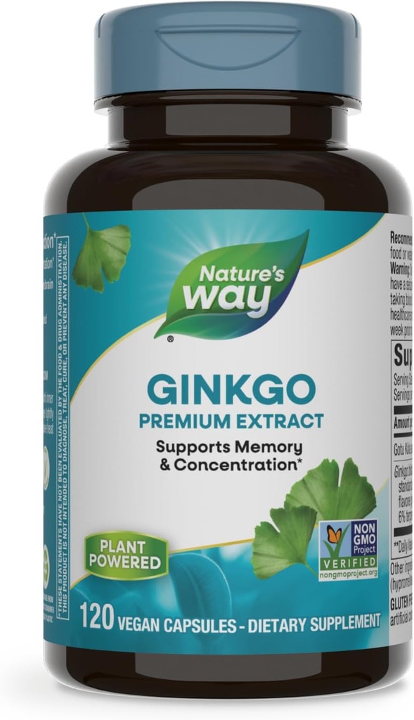 Ginkgo, memoria y concentración*, 120 cápsulas