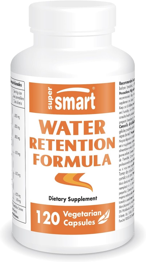 Supersmart - Fórmula de retención de agua (Complejo avanzado) - con Dandelion, Guarana, Caffeine, Betalains - Natural Lymphatic Drainage Suplemento ← Non-GMO & Gluten Free - 120 Vegetarian Capsules