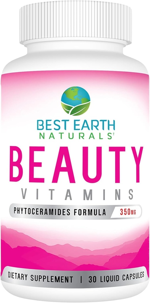 Mejores Naturales de la Tierra Belleza Vitaminas Fitoceramida Pills - Hidratación de la piel Suplemento con ácido lipoico alfa y Más para ayudar a promover la piel hidratada - 30 Conde
