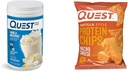 Quest Vanilla Milkshake Protein Powder, 24g Protein, 1.6lb + Quest Nacho Cheese Tortilla estilo Protein Chips, 18g Protein, Pack de 12