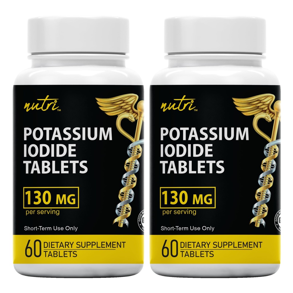 Nature's Fusions Potassium Iodide Tablets (Pack of 2) 130mg - 120 Tablets EXP 10/2032 - YODO Naciente - KI Pills - Yoduro de Potasio