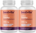 BESTVITE SAM-e 200mg Estabilizado (120 cápsulas vegetarianas) (60 x 2) - Forma fácil de absorber cápsulas - No se necesita carne enteric - No se necesitan Stearates - No Fillers - Vegan - No GMO - Gluten Gratis